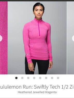 Lululemon Run: Swiftly Tech Half Zip 6 Pink Silverescent Long Sleeve Pullover